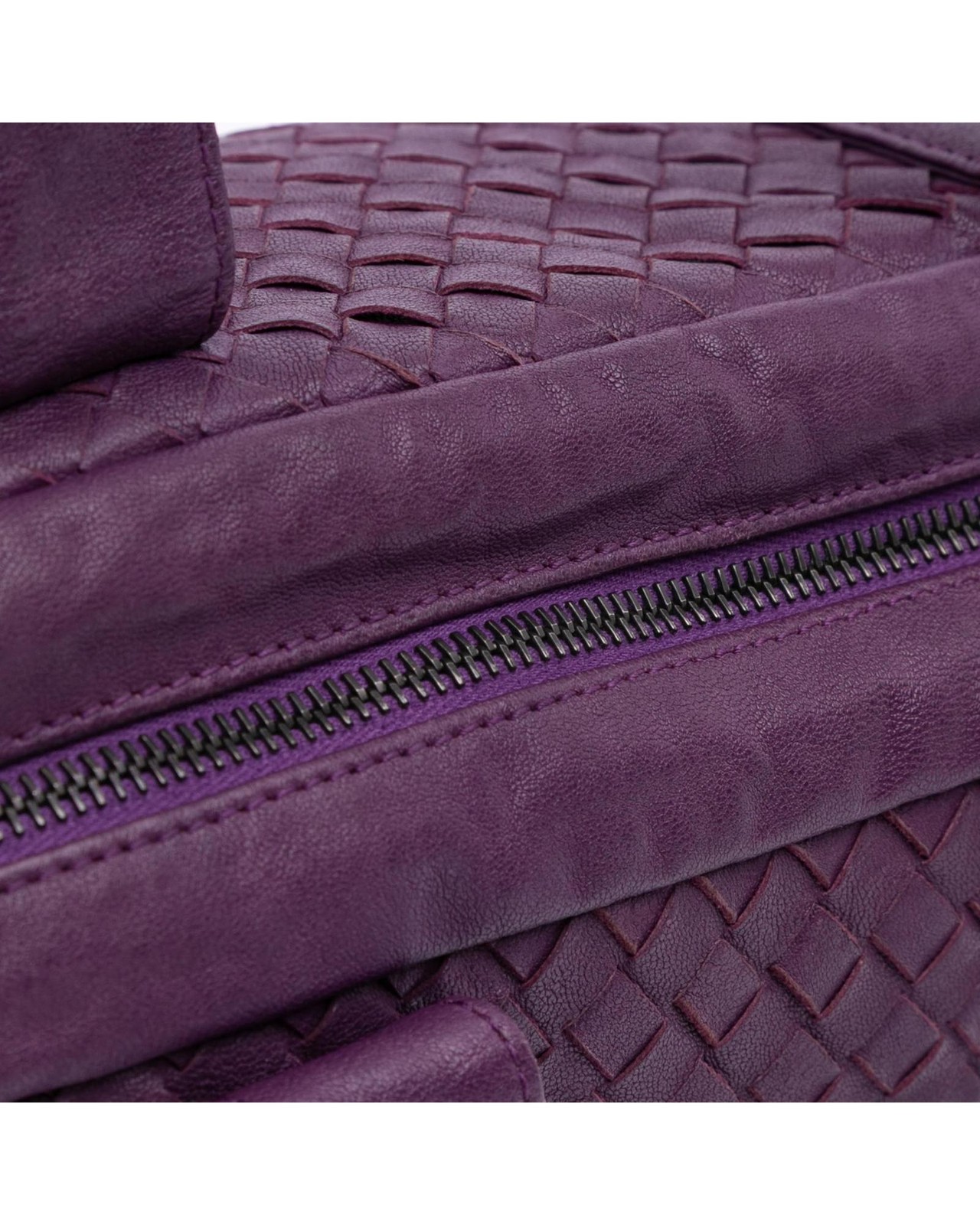 Preloved bottega veneta Intrecciato Woven Leather Tote Women Purple Shoulder Bag thumbnail 8