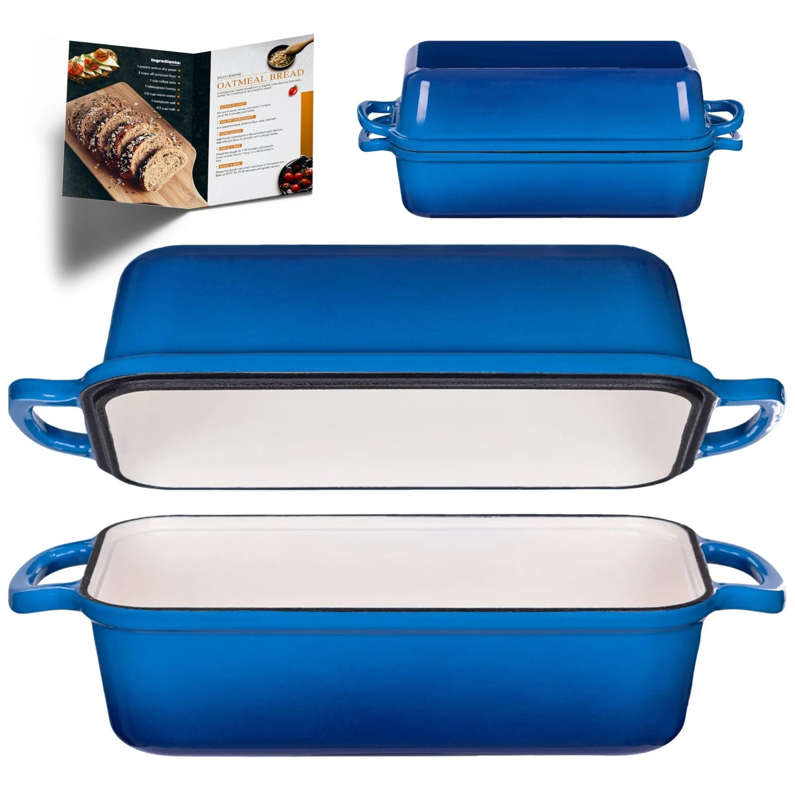 11x5 Inch Cast Iron Loaf Pan with Lid - Perfect for Sourdough & Meatloaf Baking
