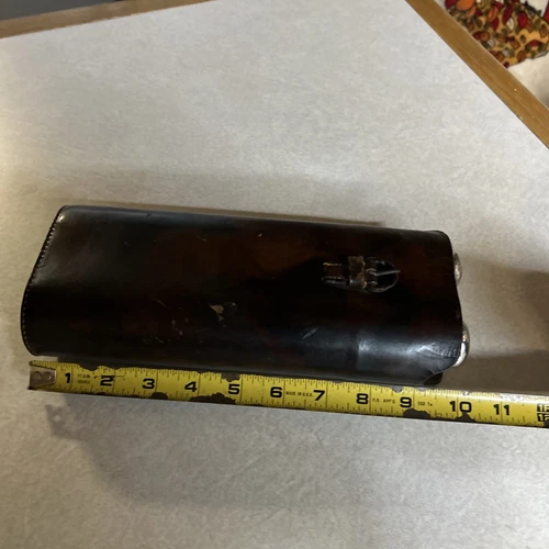 Antique Double Barrel Leather Flask ,Crystal Inserts/Silver Caps Extremely Rare - Picture 20 of 20