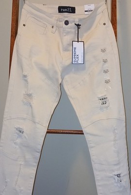 Rue21 Supreme Flex Men's  Distressed Skinny Jeans Beige 32x34 New With Tags