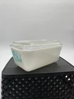 Vtg Pyrex Amish Butterprint 0502 Refrigerator Dish 1.5 Pt Turquoise Milk Glass
