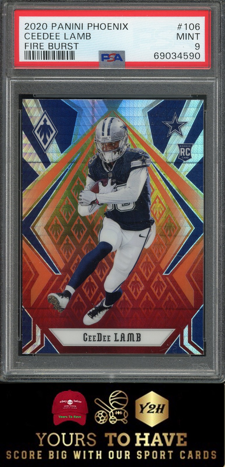 Ceedee Lamb ROOKIE 2020 Panini Phoenix #106 Fire Burst PSA 9 RC