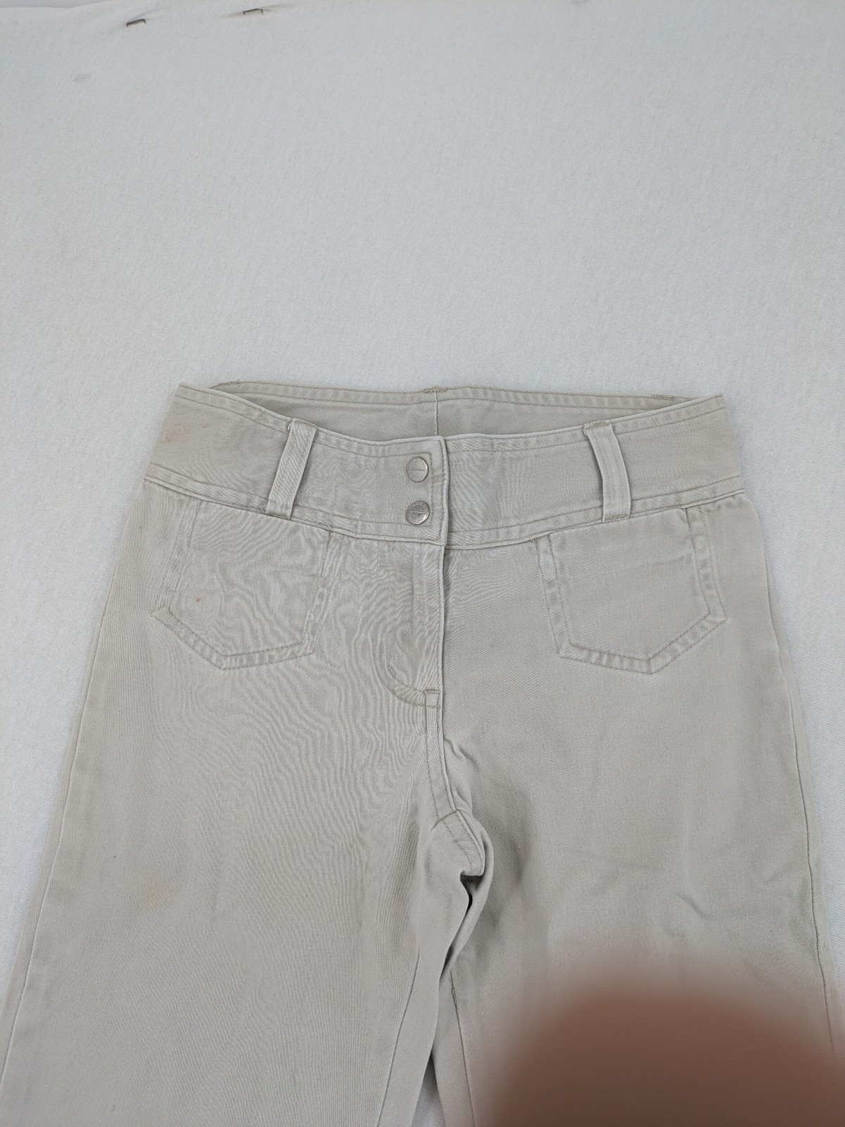 H&M L.O.G.G. Mädchen Jeans Schlaghose Gr 128 Beige Bootcut Stretch image 2