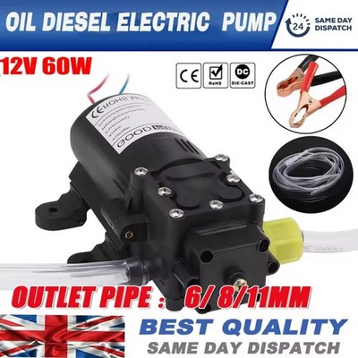 12V 60W Öl Diesel Elektrische Umfüllpumpe Tragbare Kraftstoffabsaugung 6/8/11mm Rohr