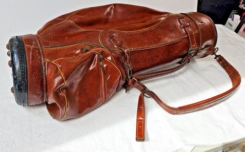 VTG Wilson Staff Model G Leather Golf Staff Bag w/ Rain Hood 6-Way 10" Diameter - Picture 7 of 15