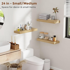 24 Inch Floating Shelves for Wall Oak Shelves Set of 2,Wall Mounted Rustic Wo...