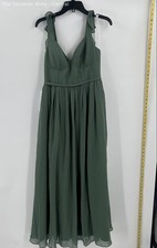 Azazie Womens Green Sweetheart Neck Sleeveless Pleated Long Maxi Dress Size C