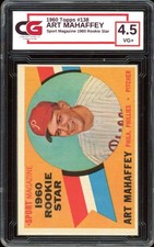 Art Mahaffey Rookie Card 1960 Topps #138 CG 4.5. rookie card picture