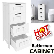 White Chest of 4 Drawers Wooden Multipurpose Storage Unit Narrow Home Cabinet UK