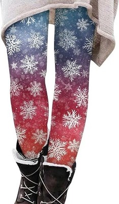 Snowflake Gradient Leggings   Winter Holiday Yoga Pants, Warm Stretch Women