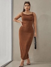 Brown Draped Front Tie Backless Cami Dress 4XL Size 20-22 Holiday’s Party