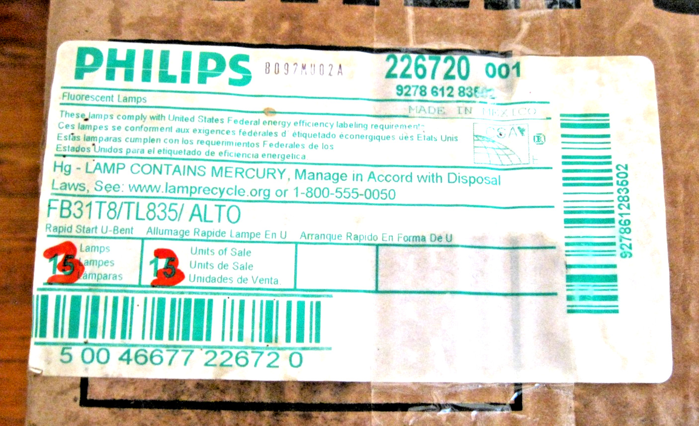 PHILIPS U-Bent Fluorescent Tube Light Bulb U Bend 31w T8 G13 U Shape FB31T8 ALTO