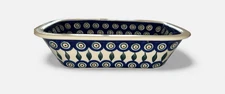 Boleslawiec Polish Pottery Peacock Leaves Casserole Baking Dish Stoneware