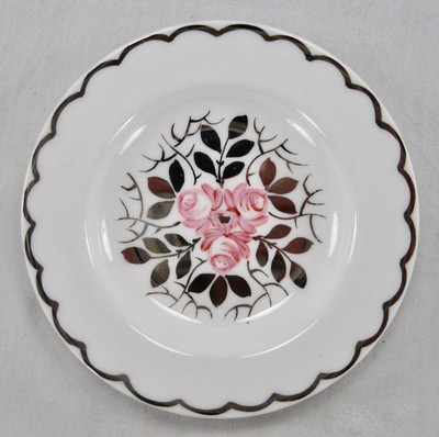 Wedgwood Coaster Cup Plate Papyrus Pink Flowers Silver Luster Lustre W2095 (O2)