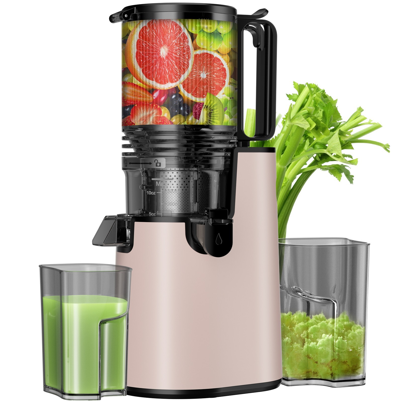 5.4" Large Feed Chute Cold Press Juicer - 350W Slow Masticating for Batch Use
