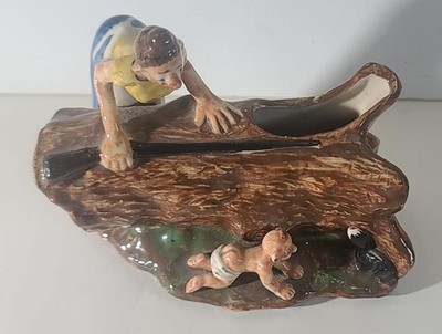 IMPERIAL PORCELAIN COMPANY BLUE RIDGE MOUNTAIN BOYS WITH SKUNK PLANTER