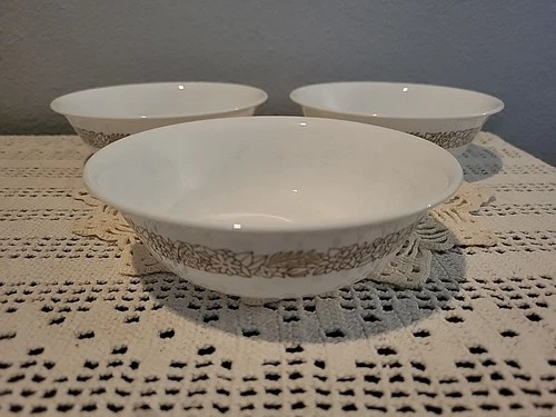 Vintage Corelle Woodland Brown 6.25" Cereal Soup Bowl Set 3 Pyrex