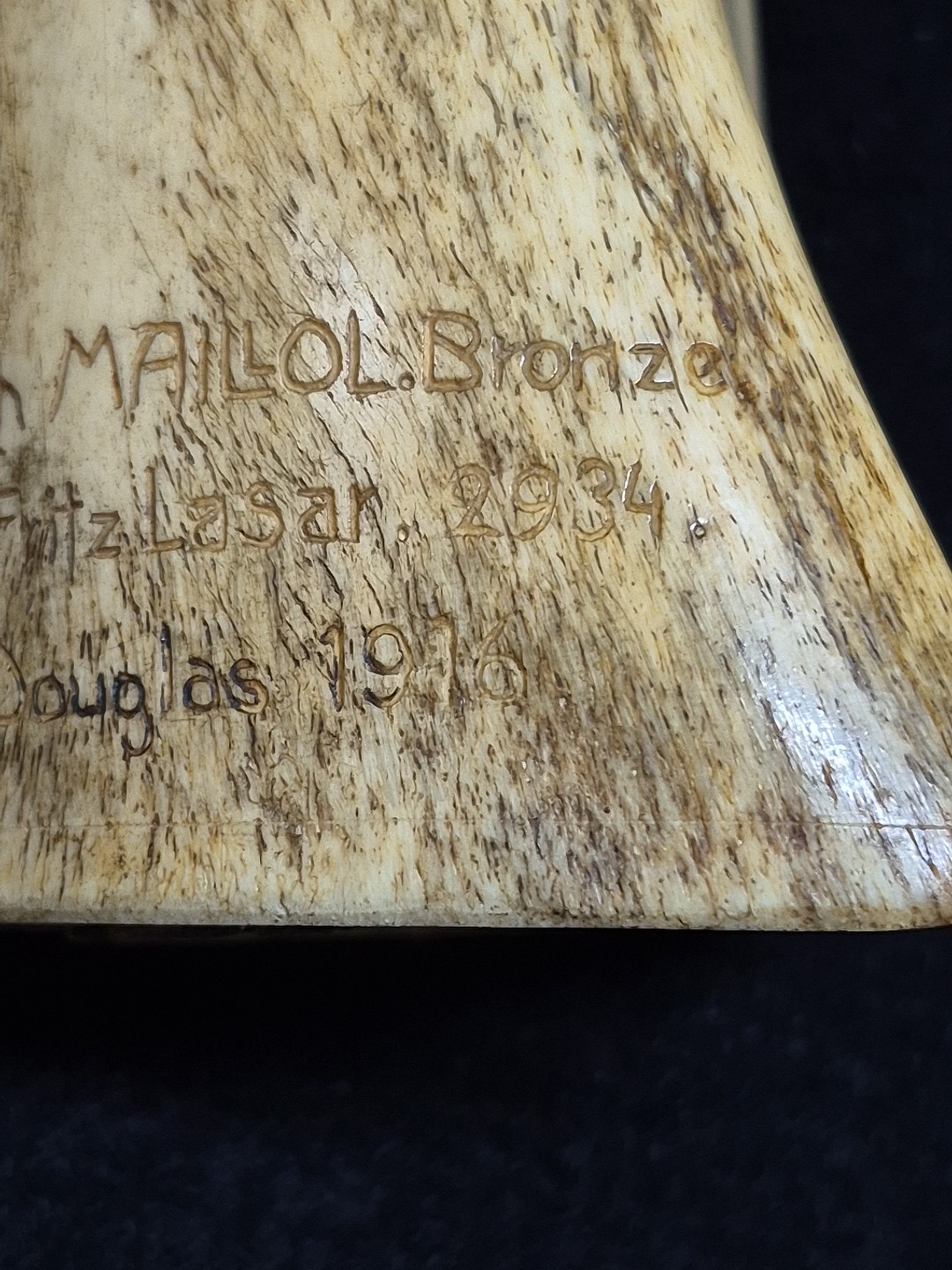 Unique 1916 WWI Fritz Lasar Bone Scrimshaw Trench Art POW