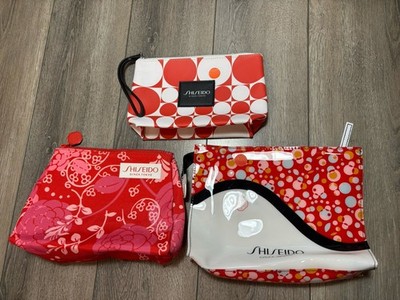 SHISEIDO Ginza TOKYO Patent with Zipper Cosmetic Makeup Bag Lot of 3 Unused