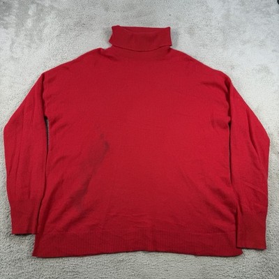 Nordstrom Sweater Womens XL Red 100% Cashmere Turtleneck Pullover Soft