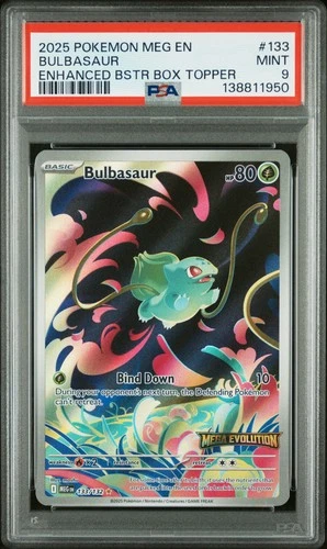 2025 POKEMON MEG EN-MEGA EVOLUTION ENHANCED BOOSTER BOX TOPPER BULBASAUR PSA 9