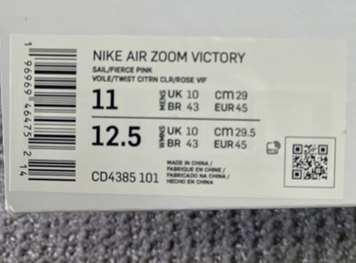 Nike Air Zoom Victory Track Running Shoes Sail Pink CD4385-101 Men's Size 11 - Picture 9 of 9