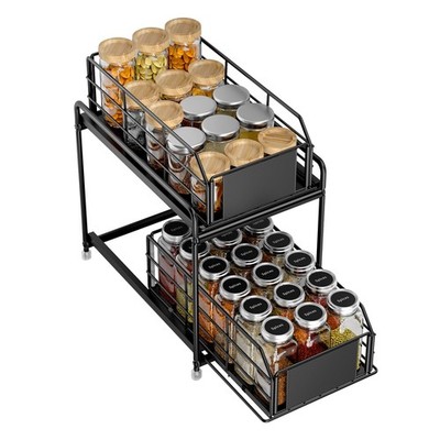 Ausziehbarer Schrank 2 Ebenen Gewürzregal Organizer Küche Aufbewahrung Regal Regal