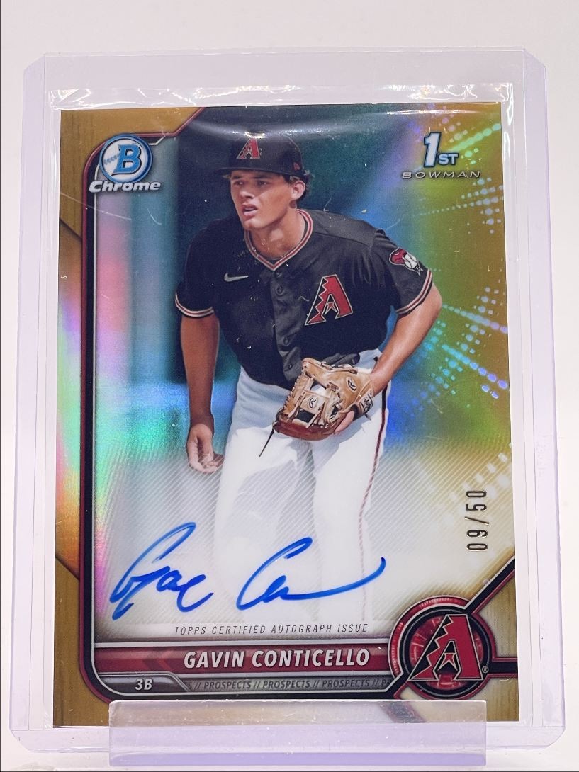 GAVIN CONTICELLO 2022 BOWMAN CHROME 1ST GOLD REFRACTOR AUTO /50 Q2634