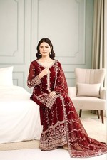 Maroon Pakistani Salwar Kameez Readymade Palazzo Suit Indian Dress Wedding Party
