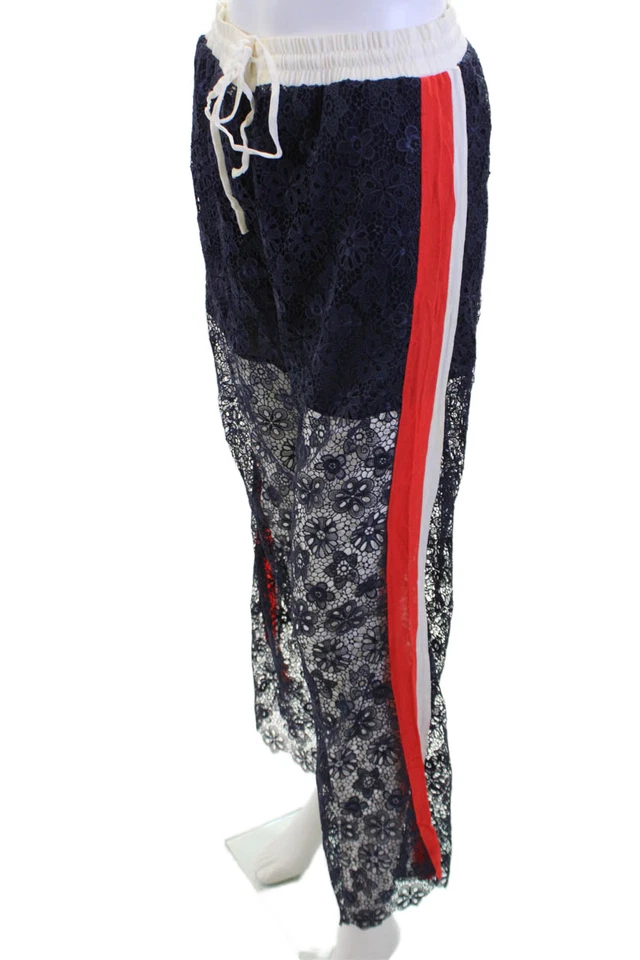 Pantalones de chándal Pinko para mujer azul oscuro con cordón floral talla 6 Foto 2 de 4