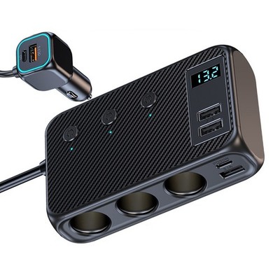9 in1 Car Charger Cigarette Lighter Splitter Adapter Fast USB-C Socket QC PD