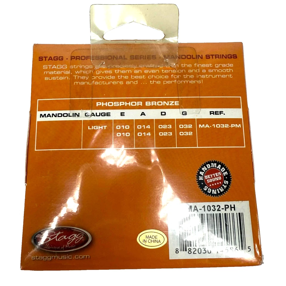 3-Pack Stagg Mandolin Strings MA-1032-PH Phosphor Bronze Light Guage 10-32 New - Image 4 of 4