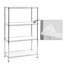 Chrome 4-Tier Carbon Steel Wire Garage Storage Shelving Unit NSF Certified (30 I