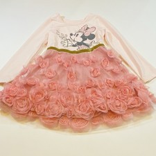 Disney Junior Minnie Dress Pink Three Dimensional Flowers Size 3T Tutu Skirt