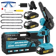 Mini Chainsaw Cordless 6 Inch, Brushless Motor Electric Saw - 2x2Ah Batteries...
