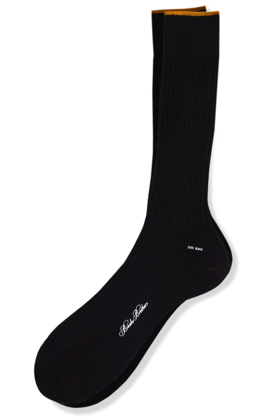 Brooks Brothers Mens Black Brown Tip Ribbed Merino Wool Socks Sz: 11.5 BB-3412