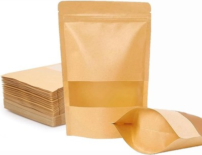 Reusable Sealed Kraft Paper Bags, 5.5 x 7.9 Inches, Tear Hole