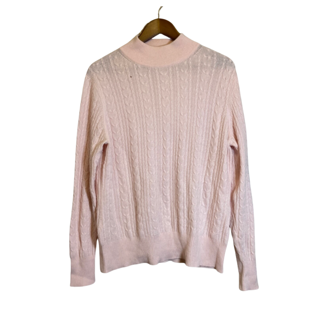 Katherine Kelly Sweater Women's Large Pink Cashmere Cable Knit