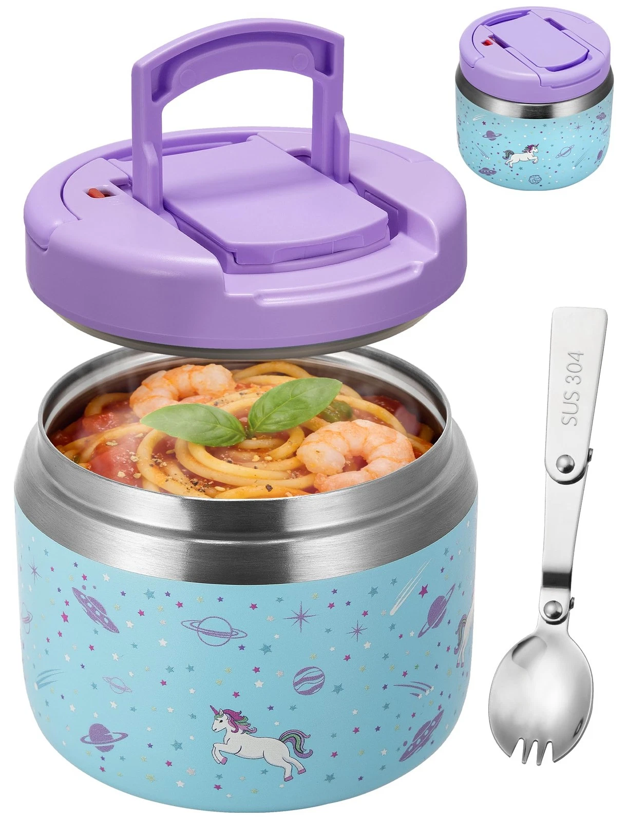 14oz Soup Thermo with Buckle Lid for Kids, Wide Mouth Insulated Food Jar for ...