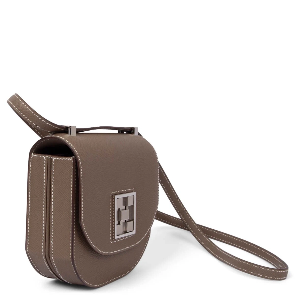 67913 auth HERMES Etoupe taupe Epsom leather MOSAIQUE AU 24 17
