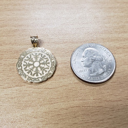 14K Yellow Gold Viking Compass Pendant Necklace - Picture 4 of 5