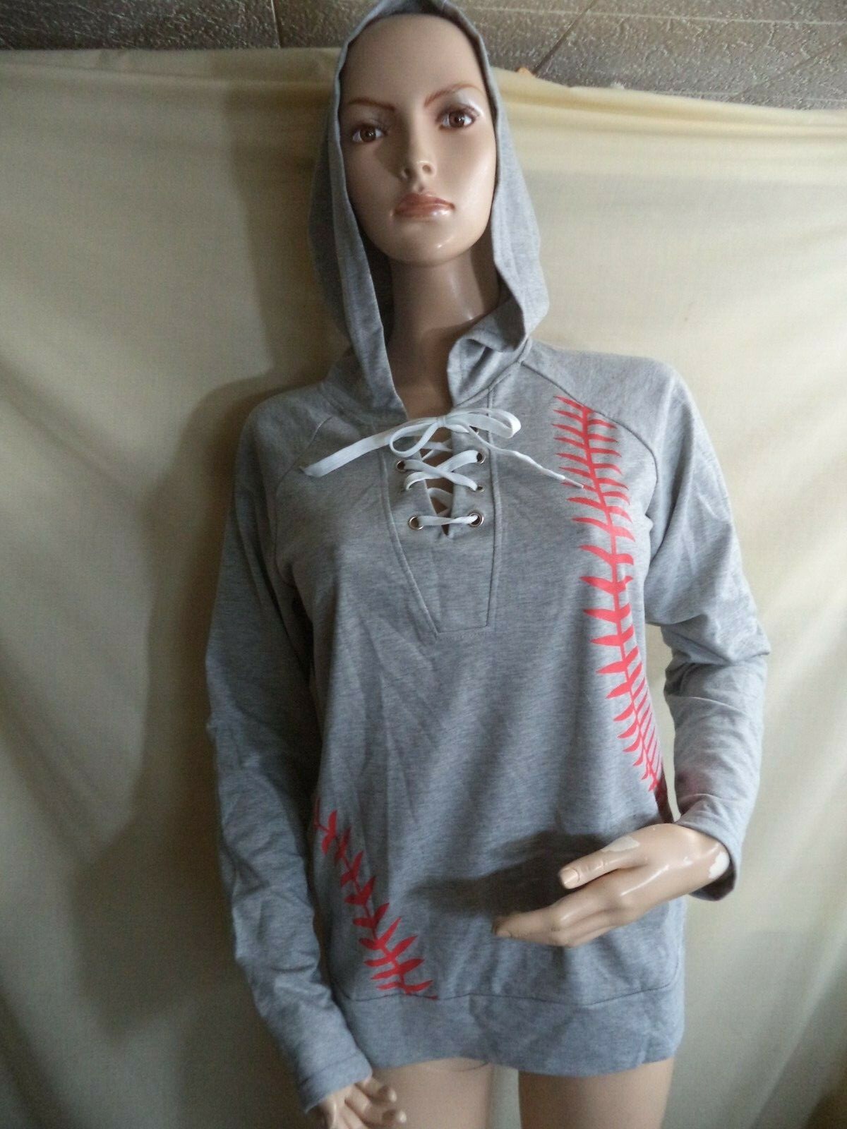 Baseball Stitching Mans Hoodie Gray w 