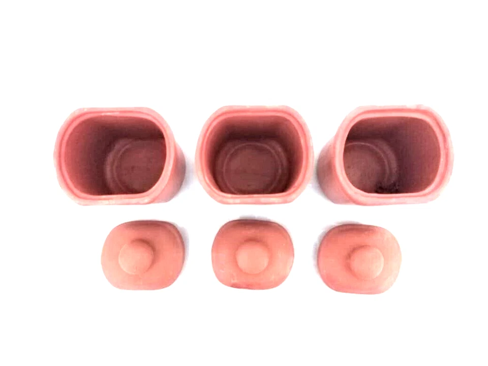 Tarro de almacenamiento de arcilla terracota con tapa 3 piezas Foto 4 de 4