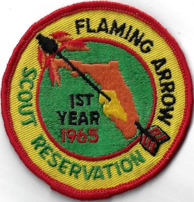 Gulf Ridge Council 1965 Scout Reservation 1st Year Flaming Arrow RED Bdr. [MX-10