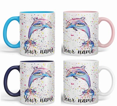 Personalisierter Name Delfin Meer Meer Tiere Keramik Kunst Farbige Tasse