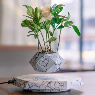Levitating Plant Pot Marble Color Floating Planter Magnetic Levitation Bonsai Po