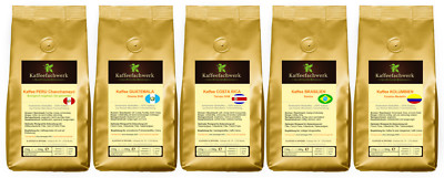 Lateinamerika Kaffee Probierpaket 5x250g   Frisch geröstetes Kaffee Probierset 