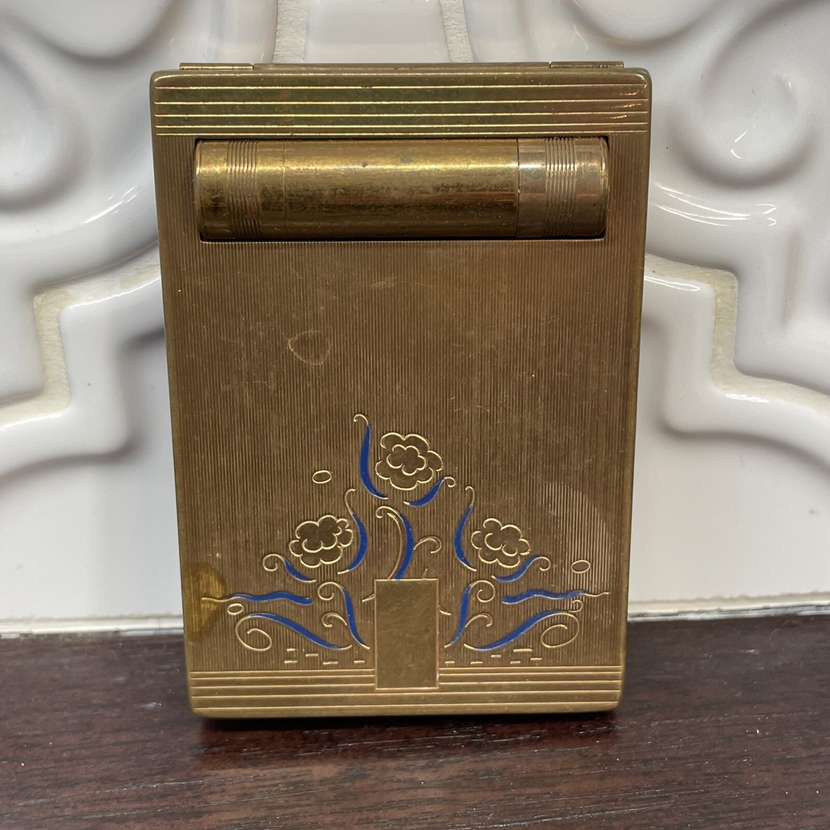 アンティーク  パウダーボックス　BOURJOIS Vintage Soir De Paris Bourjois Powder Container: Blue