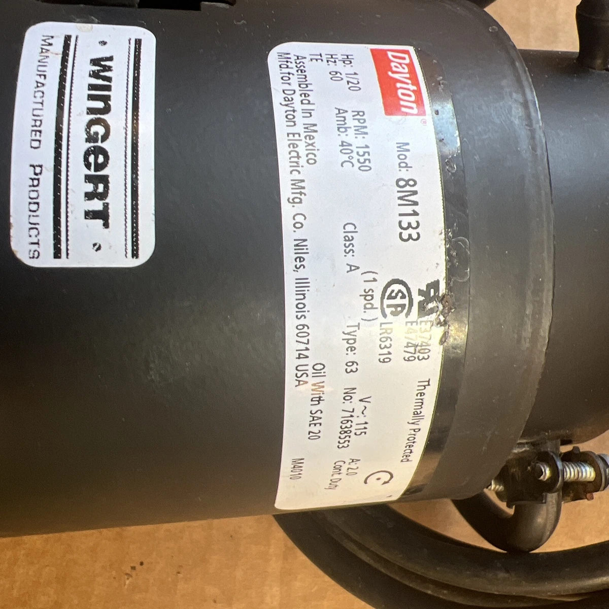 Dayton 8M133 1/15HP, 115V, 1550Same As 6JHX3 D234 FASCO, 71638553 