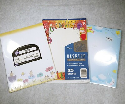 #ad Lot Of 3 NOS Vintage Stationary Paper Mead Letterhead Baby Cow Celebrate 25 Each $16.50